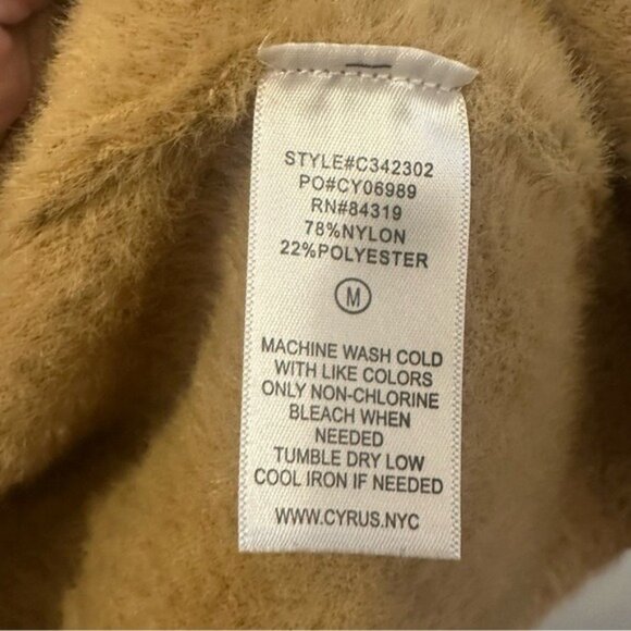Cyrus Fuzzy Open Front Cardigan Camel Brown Cozy GrandmaCore Size M - Picture 7 of 8